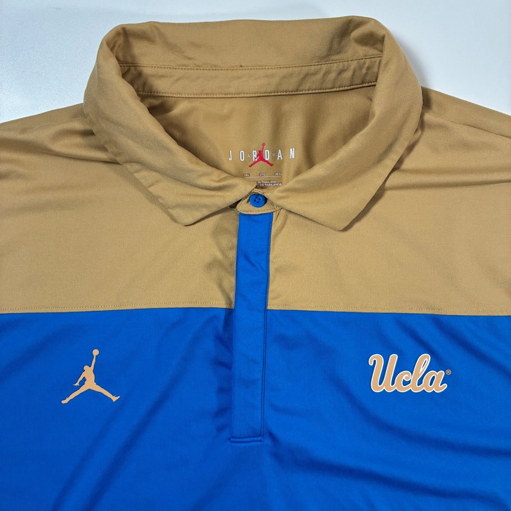 Jordan UCLA Polo Shirt 3XL Blue Gold Colorblock Jumpman NCAA Basketball